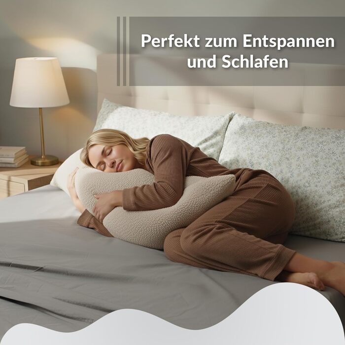 Подушка для вагітних та годування Totsy Baby, подушка для сну на боці з чохлом, сертифікат Oeko-Tex, світло-сіра, 40x145 см