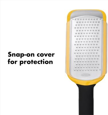 OXO Good Grips Терка кулінарна прямокутна з контейнером для збору з нержавіючої сталі, для овочів та іншого, срібна/чорна (середня)