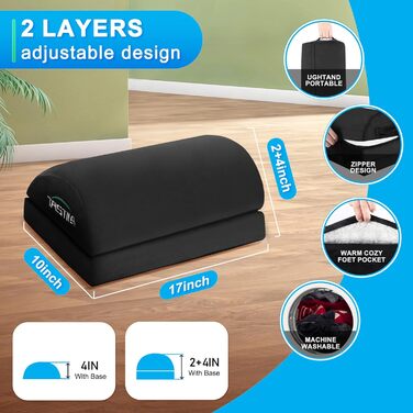 Підставка для ніг під стіл - ергономічна, з memory foam, для офісу