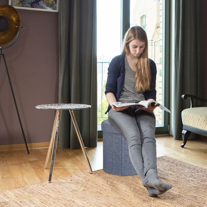 Relaxdays Пуф з місцем для зберігання, розмір M, круглий