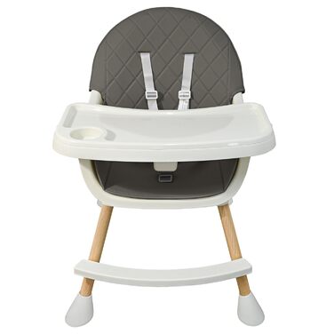 Дитячий стільчик Almar Baby 2-в-1 сірого кольору з м'яким сидінням та столиком для дітей 6-36 місяців