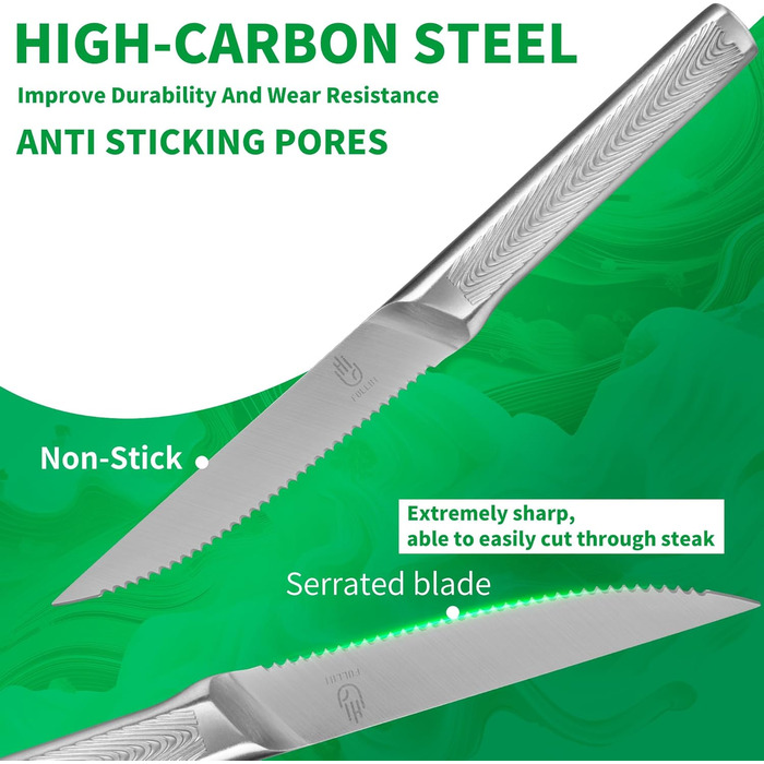 Набір кухонних ножів Fullhi 14 предметів з бруском для заточування, набір кухонних ножів з блоком, преміум якість (срібляста сталь)