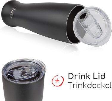 Термокухоль для пива Milu Weizenbierglas з нержавіючої сталі з кришкою, 500 мл, чорний - подарунок для чоловіків