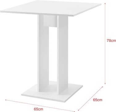 Кухонний стіл квадратний 65 х 65 х 78 см Стіл на тумбі ДСП Обідній стіл Стіл обідній стіл (білий матовий)
