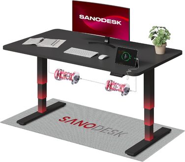 Регульований стіл Sanodesk 160x80 см, білий + ahron, електричний, ергономічний, з подвійним мотором