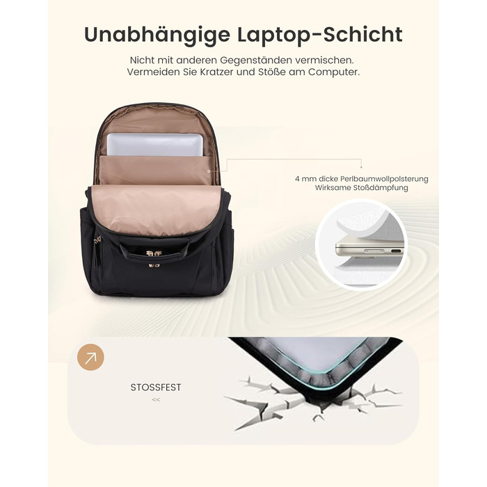 LOVEVOOK Рюкзак для ноутбука, чорний, 15.6 дюймів: водонепроникний, для роботи, навчання, подорожей