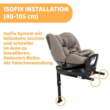 Дитяче автокрісло Chicco Seat3Fit i-Size 0-25 кг (40-125 см) ISOFIX 360 поворотно-відкидне сидіння, Група 0/1/2 для дітей 0-7 років зі зменшенням подушки, Регульований підголівник з бічним захистом ДИТЯЧЕ СИДІННЯ SEAT3FIT I-Size (DESERT TAUPE, ДИТЯЧЕ КРІС