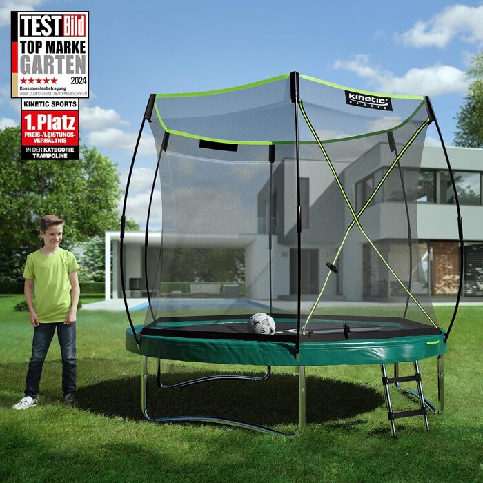 Батут Kinetic Sports Bungee Safety Elite Ø 244 см - Безпечний батут для дітей та дорослих, зелений, AirMAXX, для саду