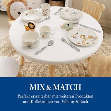 Набір дитячого посуду Villeroy & Boch Boho Kids 'Roar like a lion' (3 шт.) Бежевий, для миття в посудомийній машині, з мікрохвильовкою, з зображенням лева та мавпи, преміум-посуд