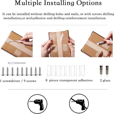 Тримач для келихів вина JUEGD (4 шт.) - настінна полиця для зберігання келихів, підставка для кухні, дому та бару (колір: коричневий)