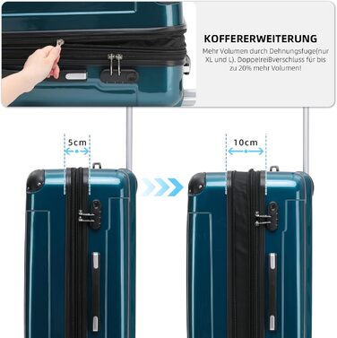 Набір валіз BEIBYE: валізи-ролики з полікарбонату (світло-зелений), 4 колеса