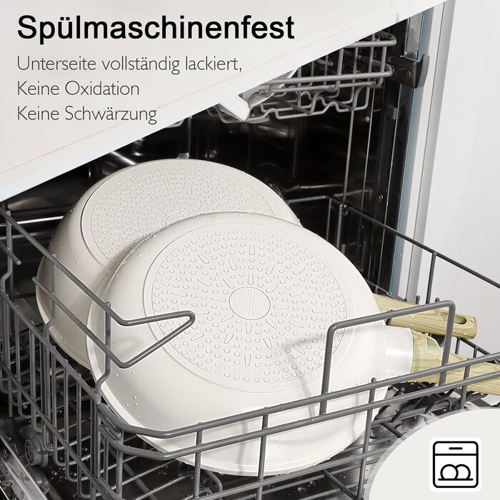 Набір посуду GipP 22 шт. з керамічним покриттям, антипригарний, для миття в посудомийній машині, без PFAS, білий