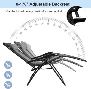 Розкішне крісло-шезлонг для саду, 72 см, з підстаканником та подушкою, сірий колір