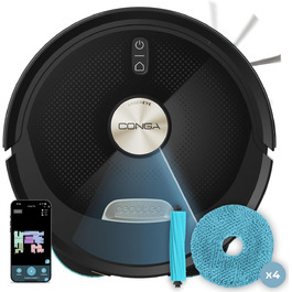 Робот-пилосос та робот-мийник Cecotec Conga M100 X-Treme з AI та керуванням через додаток. Потужність всмоктування 20000Pa, штучний інтелект, силіконова щітка Anti-Tangle, обертові мопи, автономність до 220м²