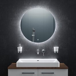Дзеркало для ванної кімнати BR Bringer LED кругле 80см з підсвічуванням, антизапарюванням, регулюванням яскравості, 3 кольори світла, сенсорне управління та функція пам'яті (BRRS201)