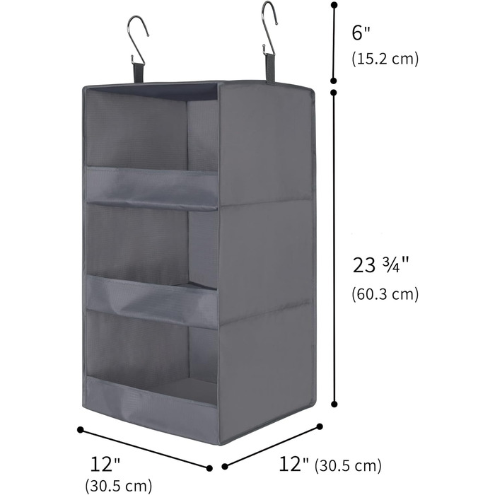 БАБУСЯ КАЖЕ Підвісний органайзер, 3 відділення, 2 шт. и, сірий, складний, підвісна полиця для шафи