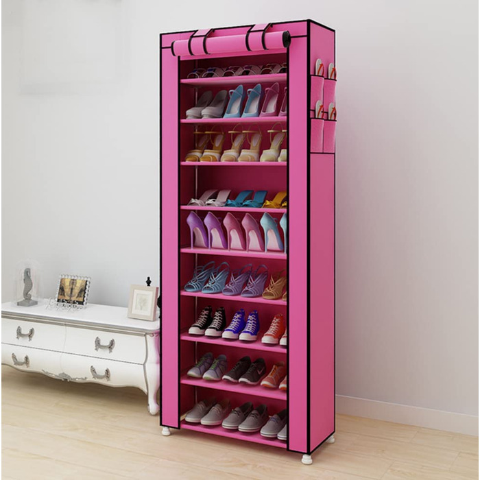 Полиця для взуття Gutsbox з кришкою, 10-шаровий 9-шаровий пилозахисний шафа для взуття, місткістю до 30 пар взуття, 58 x 28 x 160 см (червоний)