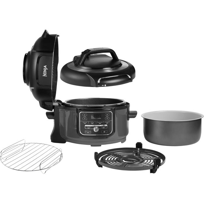 Мультиварка Ninja Foodi 6-in-1 Multi-Cooker Mini [OP100EU] 4.7 л, скороварка 6-в-1, мультипіч, повільна плита, 1460 Вт, сірий/чорний