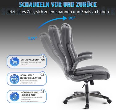 Ергономічне крісло для офісу 180 кг, крісло для столу з високою спинкою та широким сидінням, відкидні підлокітники, комп'ютерне крісло для офісу, дому, геймінгу (Чорний, без масажу)