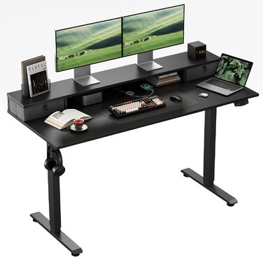 Регульований за висотою стіл Klicelor з двома ящиками, електричний, для офісу та дому, 160 x 60 см