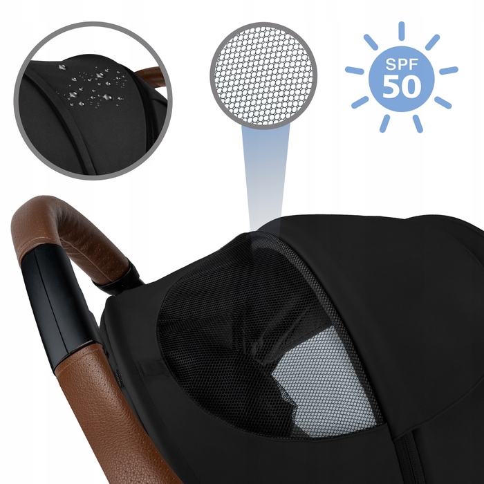 Компактна прогулянкова коляска Kidwell Colmer UP Black — легка, маневрена, складана