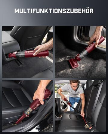 Акумуляторний автомобільний пилосос Fanttik Slim V8 APEX, портативний ручний міні-пилосос RobustClean™ 4-в-1, потужність всмоктування 19000 Па/45 AW, 2 режими роботи, для авто, офісу та клавіатур (Червоний)