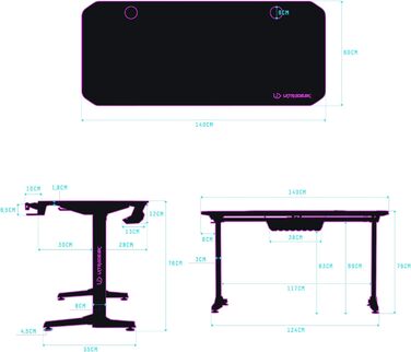 Ігровий стіл ULTRADESK FRAG V3 LED RGB - вміщує 2 монітори - сталева конструкція - 150x60 чорний