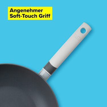 Wok 28 см з антипригарним покриттям Tasty, з нержавіючої сталі, індукційний, з м'яким дотиком