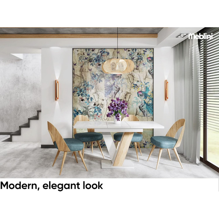 Обідній стіл Meble.In розсувний, сучасний, чорний/білий глянцевий, 120-160x80x75 см