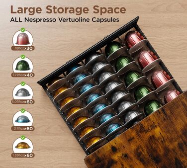 Організатор для капсул Nespresso Vertuo від HFHOME - на 40 великих або 60 маленьких капсул, з висувною шухлядою