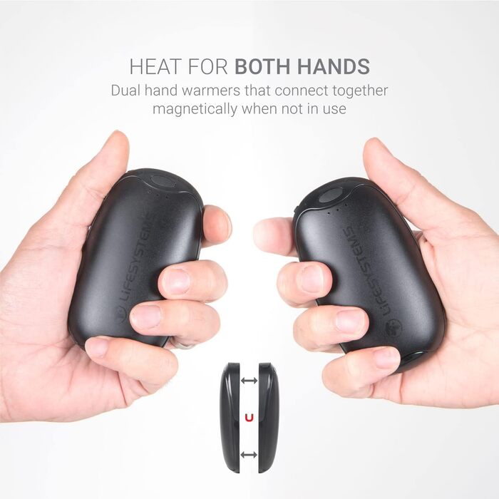 Грілки для рук LifeSystems Twin-Pack з Power Bank (2x5000mAh), USB/USB-C, 3 режими нагріву, до 9 годин