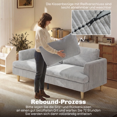 Диван на 3 особи, кутовий диван з підлокітниками, м'який диван з декоративною шнурівкою для вітальні, світло-сірий