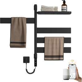 Електричний сушильник для рушників EMKE 180° з полицею, Wifi, 120W, 760x450 мм, чорний