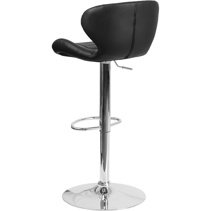 Барний стілець Flash Furniture Denville, регульована висота, з хромованою основою, спинка, 2 шт. (Чорний вініл)