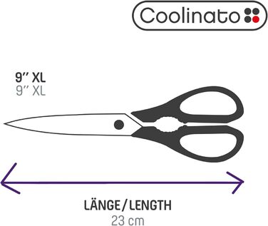 Кухонні ножиці Coolinato XL 23 см, нержавіюча сталь, дуже гострі, універсальні ножиці для паперу пластику зелені горіхів