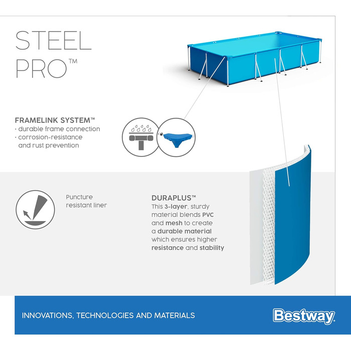 Каркасний басейн Bestway Steel Pro без насоса 400 х 211 х 81 см , синій, квадратний 400 х 81 см без аксесуарів Синій