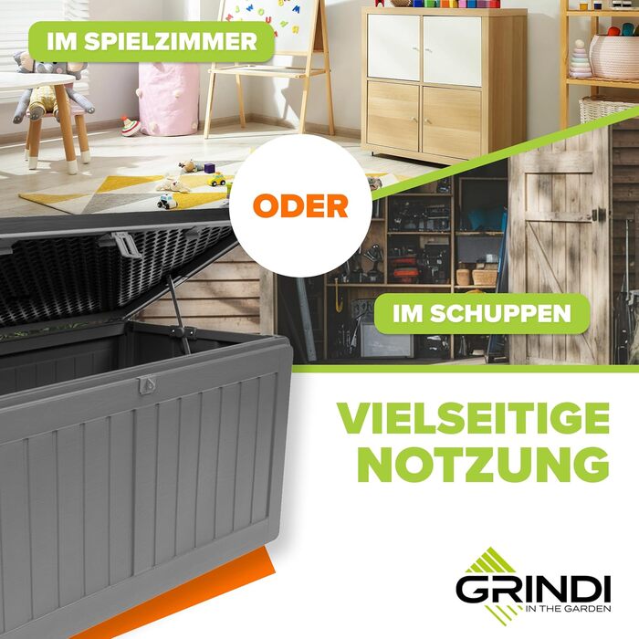Водонепроникна садова скриня Grindi Morus 190л для подушок, інструментів, обладнання - вуличний ящик для зберігання на балкон, терасу, в сад