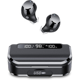 Навушники Lekaby In Ear Bluetooth 5.3, 128H HiFi, 4 мікрофони ENC, IP7, LED-дисплей, USB-C, сенсорний, чорний