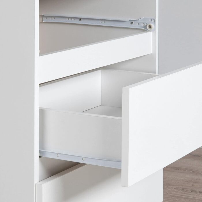Офісна книжкова шафа AKORD CLP 60 см 3 висувні ящики, 2 стоячі полиці для шафи, вітальні, спальні, книжкових полиць Мінімалізм Ламінована пластина 16 мм Колір Білий