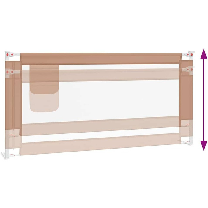 Бортик для ліжка дитячого vidaXL 200x25 см, бежевий (Taupe), захист від випадання, тканинний