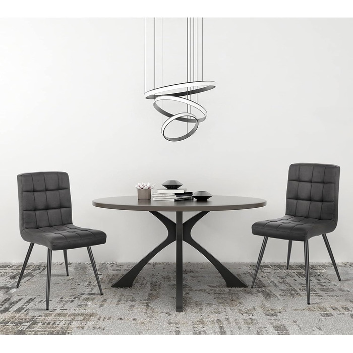 Набір з 6 обідніх стільців Lestarain - м'який стілець з велюру, металеві ніжки, сірий (40x40x86 см)