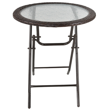 Розкладний стіл Outsunny Camping Table круглий Ø68 см з ротанговим декором і міцною сталевою рамою, ідеально підходить для саду та пікніка