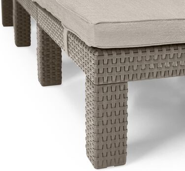 Шезлонг Allibert Daytona Deluxe для саду, тераси та балкону: регульована спинка, з подушкою, пластик, імітація ротангу, 195x65x25,5 см (Cappuccino)