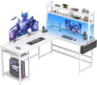 Ігровий стіл Devoko з LED-підсвічуванням 160x120 см, білий - комп'ютерний стіл з USB та розетками для геймерів та офісу