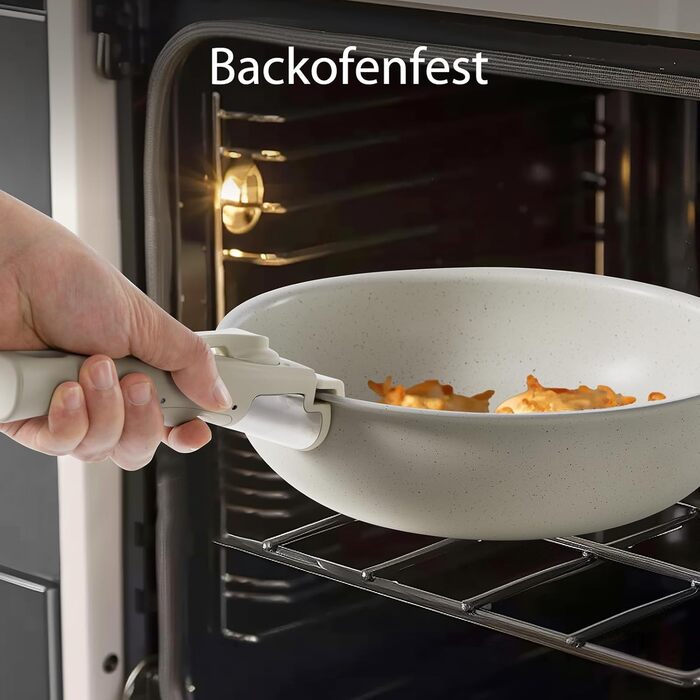 Набір посуду Sweetcrispy 12 предметів: сковорідки та каструлі з знімними ручками, антипригарне покриття, для індукції, сумісний з духовкою, білий