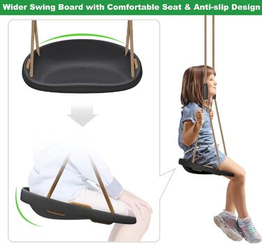 Дитяча гойдалка BeneLabel для дому та вулиці, міцна гума, регульоване положення 130-200 см, мотузка для підлітків/дорослих, зелений колір, 113 кг, комплект 2 шт.