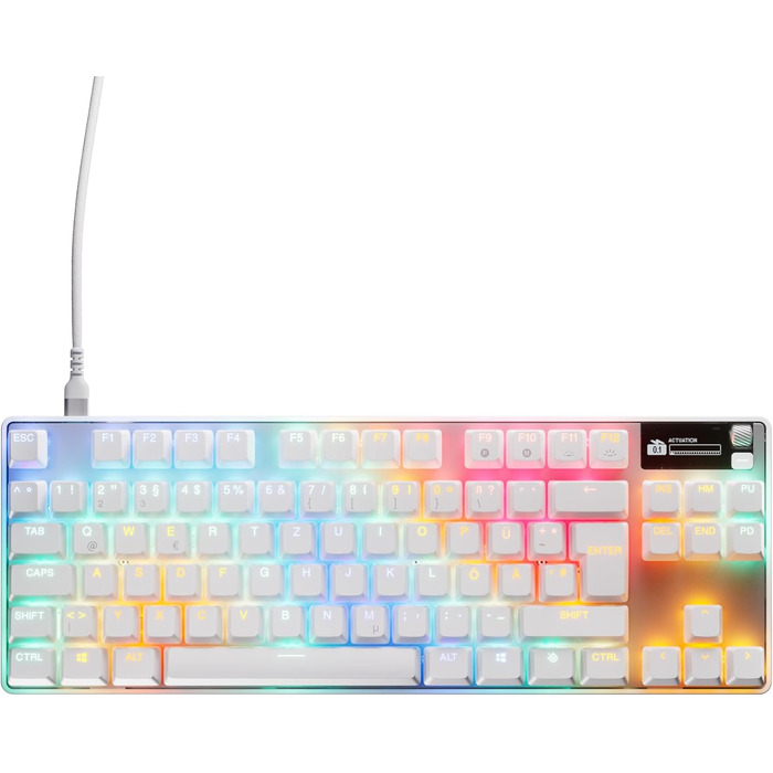 Клавіатура SteelSeries Apex Pro TKL Gen 3 - ігрова, механічна, TKL, Hall Effect, OmniPoint 3.0, QWERTZ, бездротова, біла