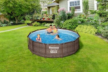 Комплектація каркасного басейну Bestway Steel Pro Max Deluxe, круглий, вигляд ротанга, 366 x 100 см