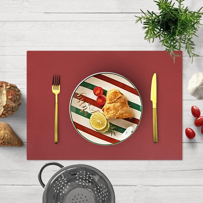 Силіконові підставки під тарілки, овальні, набір 4 шт., неслизькі, водонепроникні, термостійкі, для тераси (бордовий)