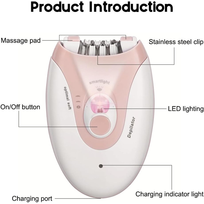 Епілятор DASIAUTOEM Ladies, епілятор для обличчя зі світлодіодним підсвічуванням для тіла, рук, ніг, пахв, бікіні
